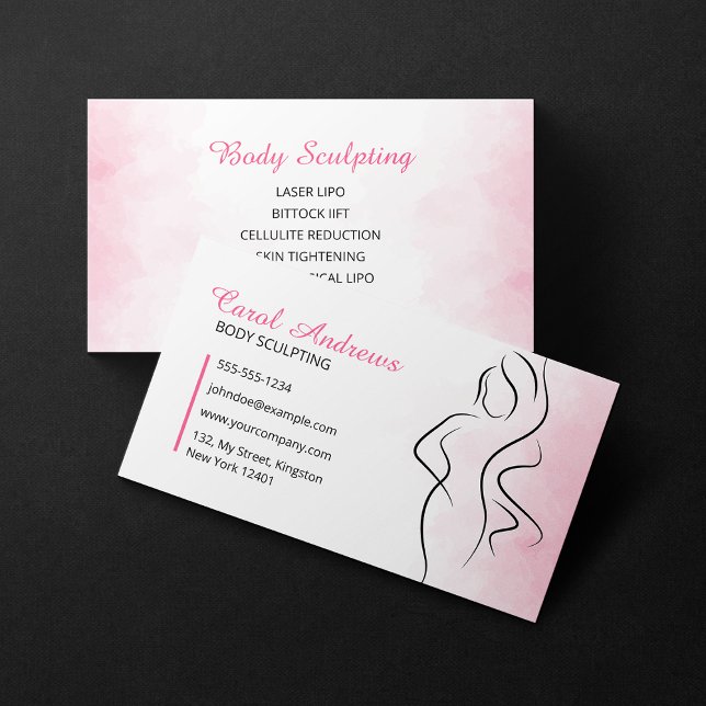 Pink Body Sculpting Beauty Massage Body Contouring Business Card (Creator Uploaded)