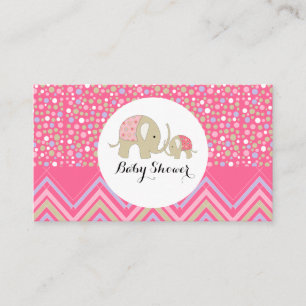 Pink Bohemian Elephant & Chevron Baby Shower Enclosure Card