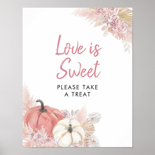 Pink Bohemian Fallin in Love Pumpkin Love is Sweet Poster (Front)