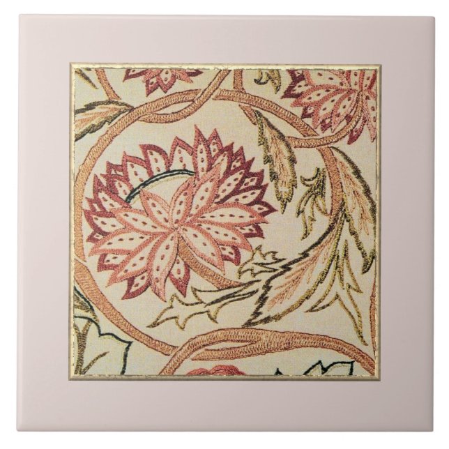 Pink Bohemian Flowers Ceramic Tile (Front)