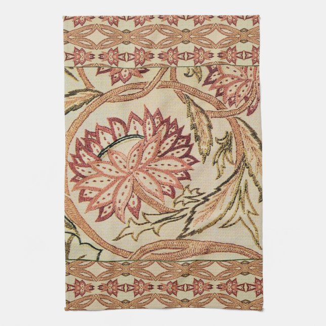 Pink Bohemian Flowers Tea Towel (Vertical)