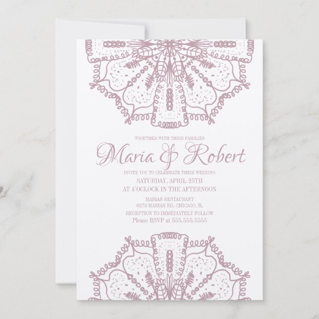 Pink Bohemian Mandala Art Boho Kraft Wedding Invitation (Front)