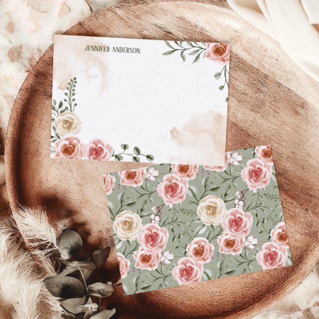 Pink Bohemian Rustic Personalised Stationery Card (Creator Uploaded)