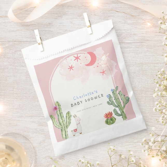 Pink Boho Arch  Cactus Toys Girl Baby Shower  Favour Bags (Clipped)