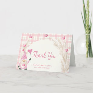 Pink Boho Arch Gingham Sweetheart Baby Shower Thank You Card