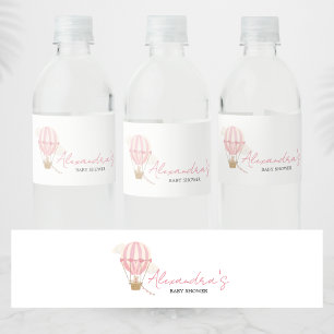 Pink Boho Bear Baby Shower  Water Bottle Label
