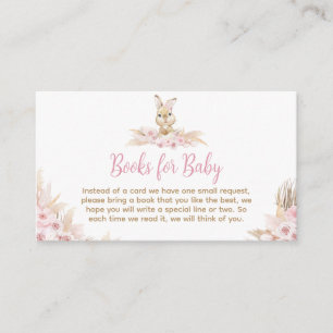 Pink Boho Bunny Baby Shower Books for Baby Enclosure Card