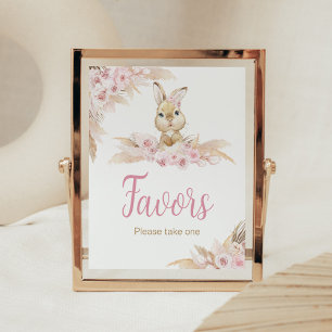 Pink Boho Bunny Baby Shower Favors Poster