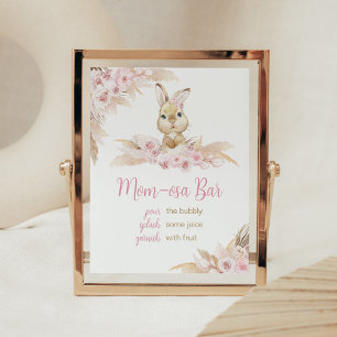 Pink Boho Bunny Baby Shower Mum Osa Bar Poster