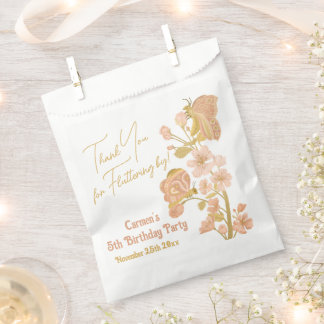 Pink Boho Butterfly Birthday Party Thank You Favour Bags