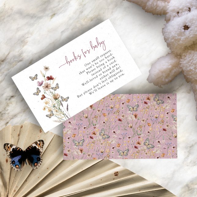 Pink Boho Butterfly Books For Baby Enclosure Card (Dusty Pink Boho Floral Butterfly Books For Baby Enclosure Card by Painted Paperie
)