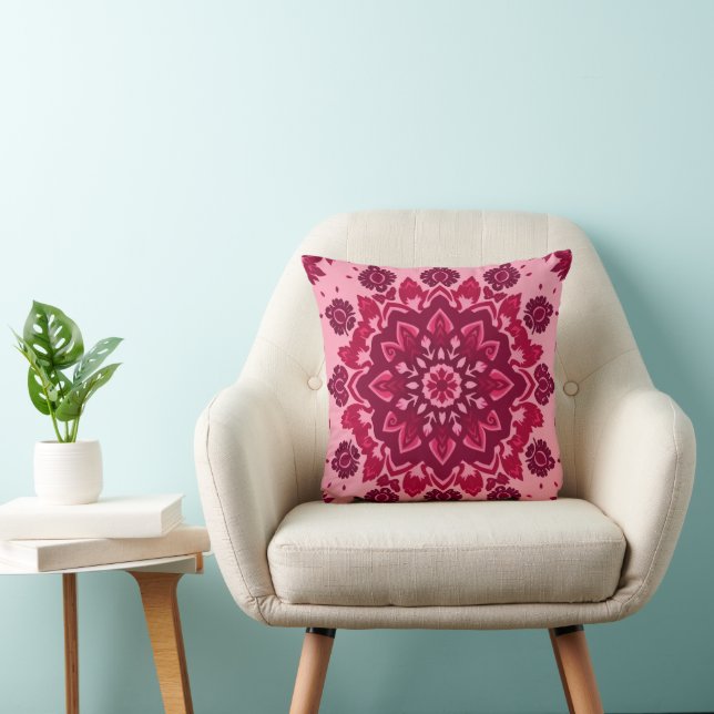 Pink Boho Chic Throw Pillow (Chair)