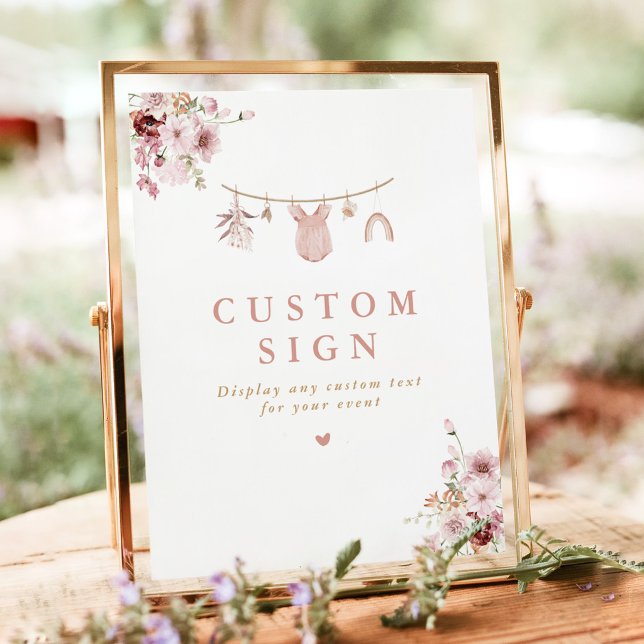 Pink Boho Clothesline Custom Baby Shower Sign (Creator Uploaded)