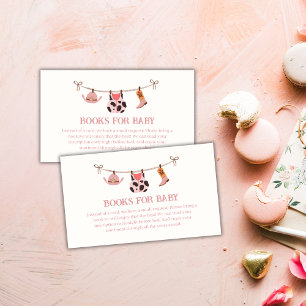 Pink Boho Cowgirl Clothesline Books Baby Shower Enclosure Card