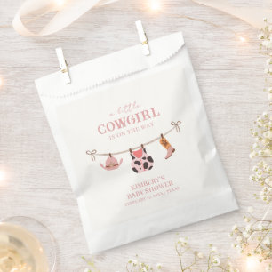 Pink Boho Cowgirl Clothesline Cowhide Baby Shower Favour Bags