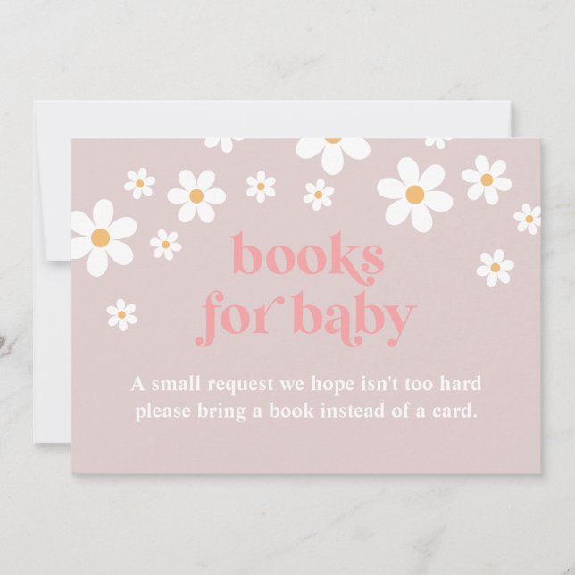 Pink Boho daisy Books for Baby Invitation (Front)