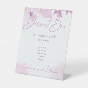 Pink Boho Dessert Bar Wedding Pedestal Sign