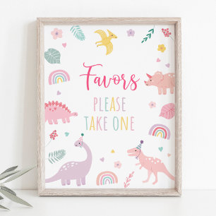 Pink Boho Dinosaur Birthday Favour Sign