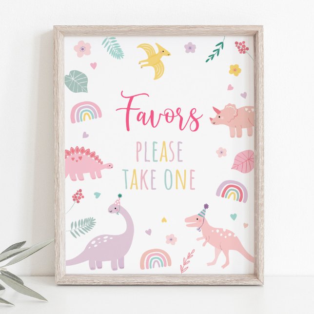 Pink Boho Dinosaur Birthday Favour Sign (Creator Uploaded)