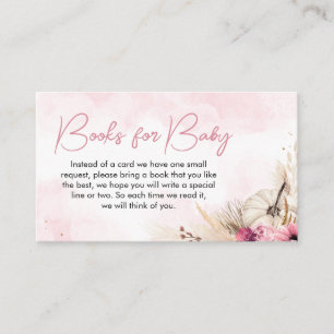 Pink Boho Fall Pumpkin Baby Shower Books for Baby Enclosure Card