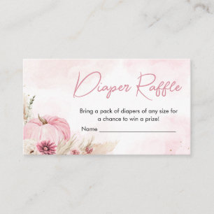 Pink Boho Fall Pumpkin Baby Shower Diaper Raffle Enclosure Card