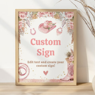 Pink Boho First Rodeo 1st Birthday Custom Sign