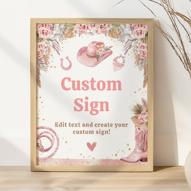 Pink Boho First Rodeo 1st Birthday Custom Sign (Pink Boho First Rodeo 1st Birthday Custom Sign
)