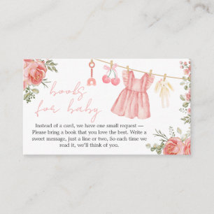 Pink Boho Floral Baby Shower Books for Baby Enclosure Card