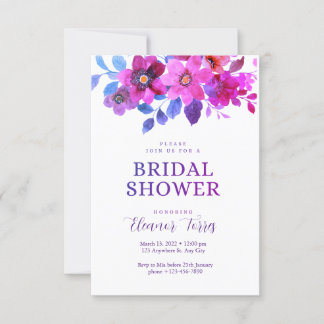 Pink boho floral bridal shower  invitation