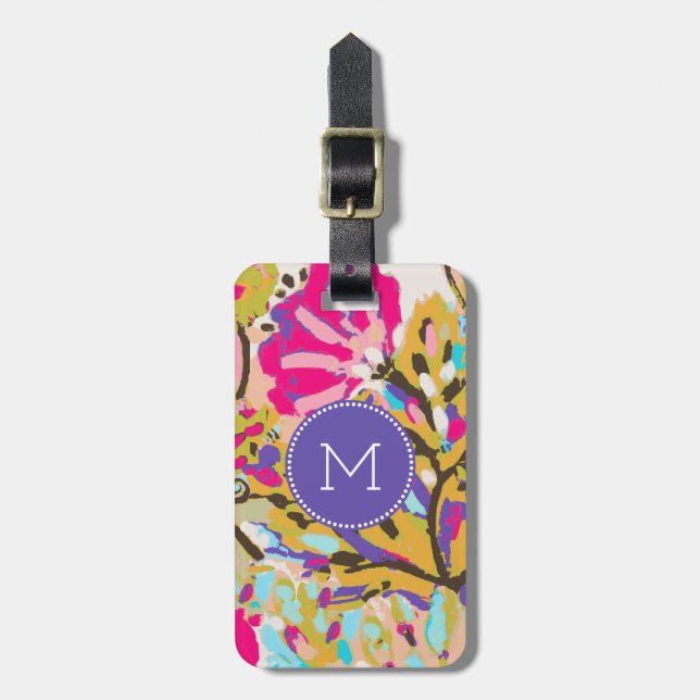 Pink Boho Floral I Luggage Tag (Front Vertical)