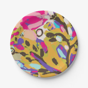 Pink Boho Floral I Paper Plate