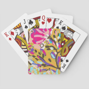 Pink Boho Floral I Playing Cards