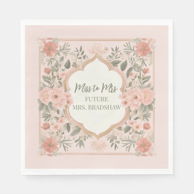 Pink Boho Floral Napkin (Front)