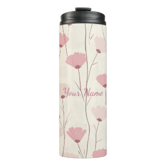 Pink Boho Floral Pattern Personalised Thermal Tumbler