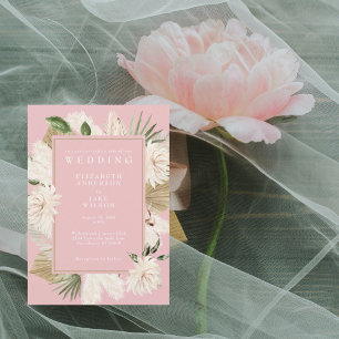 Pink Boho Floral Wedding Invitation