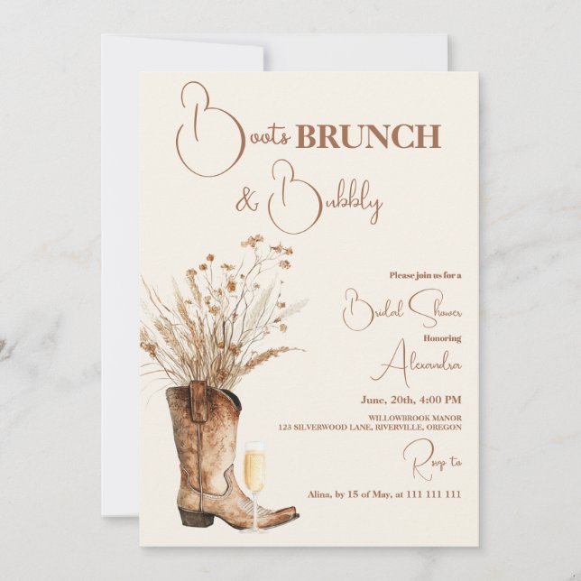 Pink Boho Floral Western Bridal Shower Invitation (Front)