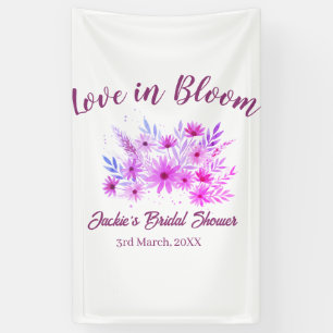 pink boho love in Bloom bridal shower name retro Banner