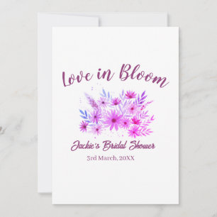 pink  boho love in Bloom bridal shower name retro Invitation