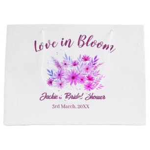 pink boho love in Bloom bridal shower name retro Large Gift Bag