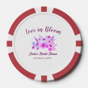 pink  boho love in Bloom bridal shower name retro Poker Chips