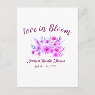 pink boho love in Bloom bridal shower name retro Postcard