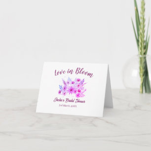 pink boho love in Bloom bridal shower name retro Thank You Card