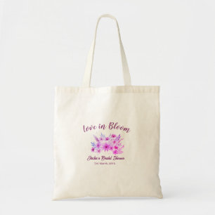 pink boho love in Bloom bridal shower name retro Tote Bag