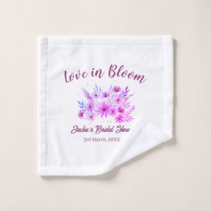 pink  boho love in Bloom bridal shower name retro Wash Cloth