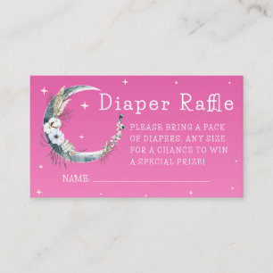 Pink Boho Pampas Grass Diaper Raffle Baby Shower Enclosure Card