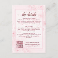 Pink Boho Peonies Wedding Details QR Code