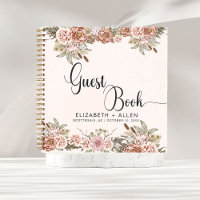 Pink Boho Personalised Floral Wedding Guest Book