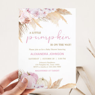 Pink Boho Pumpkin Baby Shower Invitation