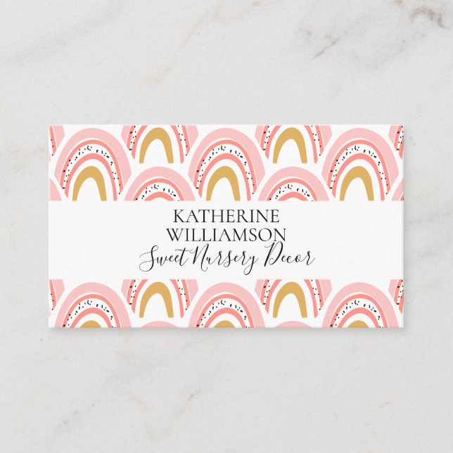 Pink Boho Rainbow  Business Card (Front)
