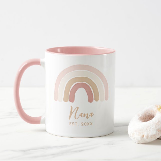 Pink Boho Rainbow Nana Established Mother's Day Mug (With Donut)